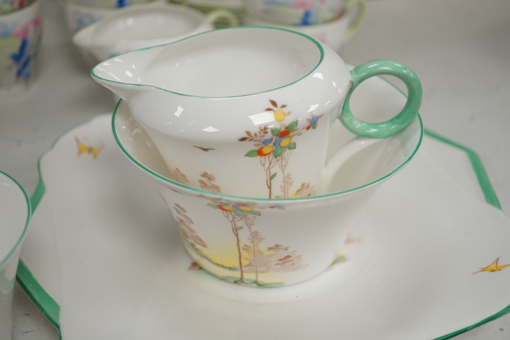 Large quantity of Shelley tea wares to include Syringo 12025, Wild Flowers 2823, Hydrangea 12318, WR 078 and Wild Flowers 13668